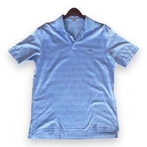 Peter Millar Cotton Striped Blue Polo Shirt